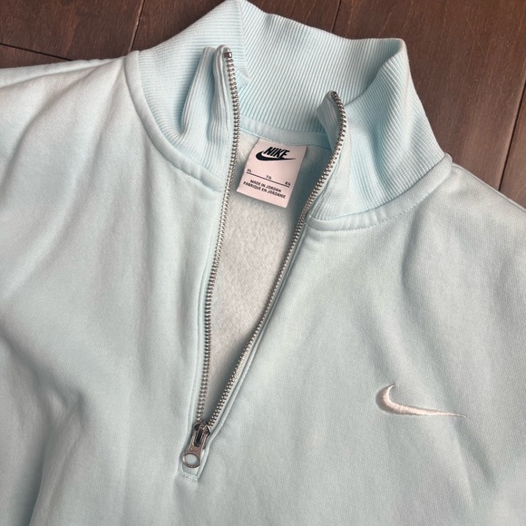 Nike Phoenix Cropped Ice Blue Half Zip Sweatshirt - Picture 2 of 5